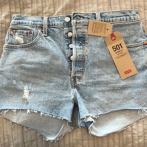 Levi’s 501 high rise button fly jean shorts